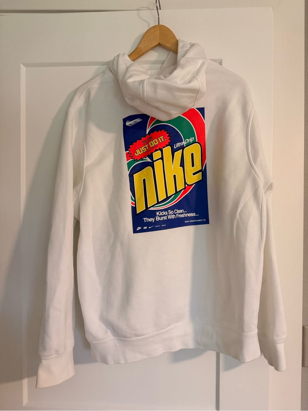 Nike White Crewneck Sweatshirt with Multicolor Logo